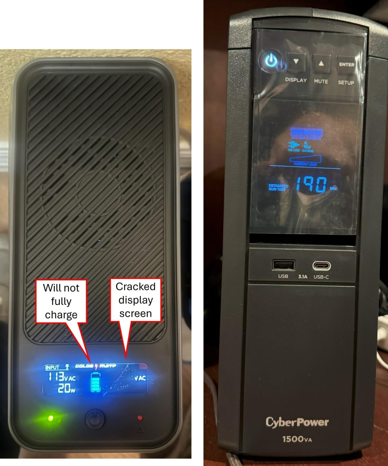 GOLDENMATE 1000VA/600W Lithium UPS Battery Backup & Surge Protector, Gray | Pure Sine Wave, 8 Outlets, Color LCD, 153.6 Wh LiFePO4 Backup Battery, Uninterruptible Power Supply for PC, Home Office customer photo 1