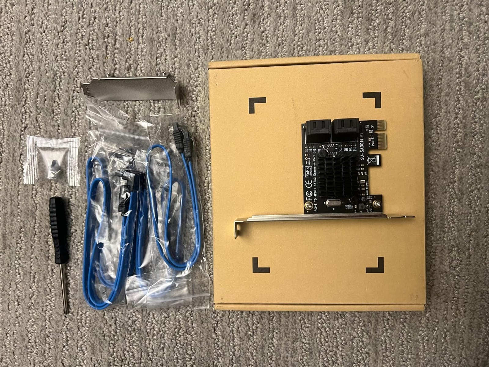 SATA Card, 6Gbps 4 Port Controller Expansion Card with 4 Cables & Low Profile Bracket, Non-Raid, Boot as System Disk, Support 4 SATA 3.0 Devices for Desktop PC & Workstation customer photo 1