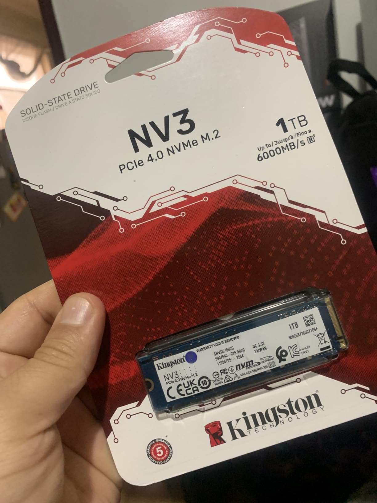 Kingston NV3 1TB M.2 2280 NVMe SSD | PCIe 4.0 Gen 4x4 | Up to 6000 MB/s | SNV3S/1000G customer photo 1