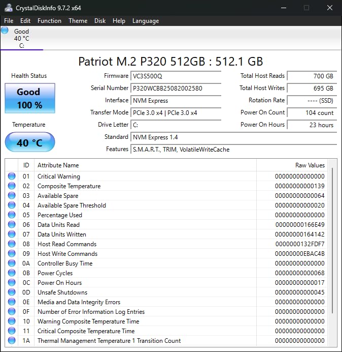 Patriot P320 1TB PCIe Gen 3x4 M.2 2280 SSD customer photo 2