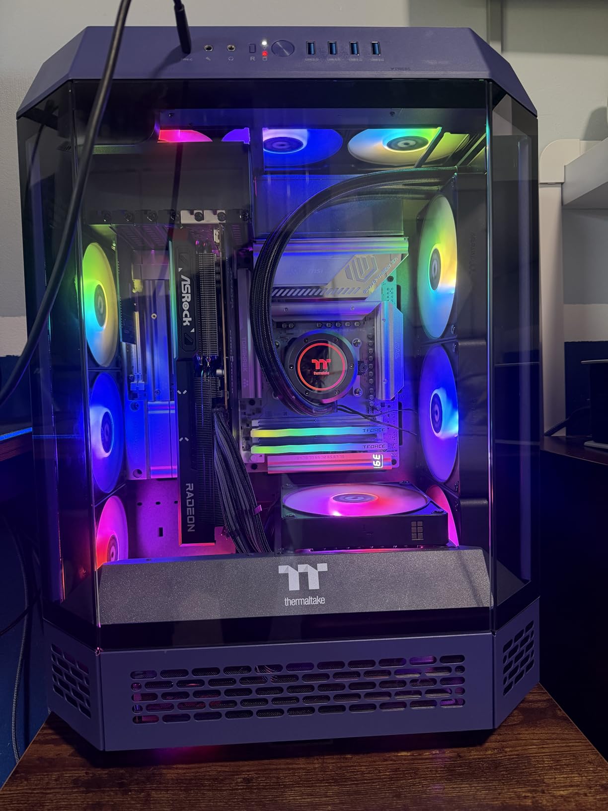 Thermaltake Tower 600 Hydrangea Blue Mid-Tower ATX Case; 3 Tempered Glass Panels; Hidden-Connector Motherboard Support; Rotational PCI-e Slots customer photo 1