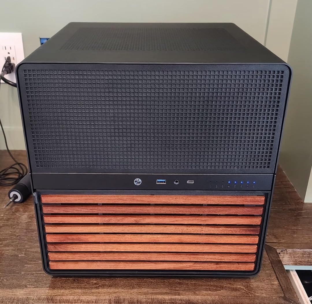 JONSBO N5 NAS Pc Case, E-ATX, 12HDD+4SSD Drive Bay GPU HP Host, Supports Max. 4 GPU, E-A.TX(330mm) MB/ATX PSU Supports, with 3 Fans Built-in, 8 Slots PCI, Solid Wood Veneer Computer Case, Home Server customer photo 1