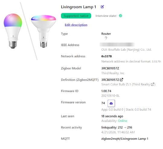 THIRDREALITY Zigbee Smart Color Bulb ZL1 4Pack, Compatible with Home Assistant (ZHA&Z2M), SmartThings, Aeotec, Homey, Hubitat or Echo Devices With Built-in Hub, A19 RGBCW Bulb, 2700K-6500K Tunable, 800 Lumens customer photo 1
