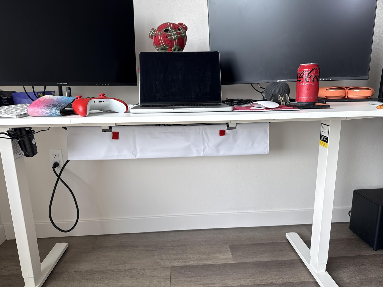 Univivi No Drill Under Desk Cable Management Tray, 36 inch Cable Management | Clamp/Screw Mount Desk Cable Management, Premium Fabric Cable Management Tray, Large Capacity Cord Organizer for Office, Home customer photo 2