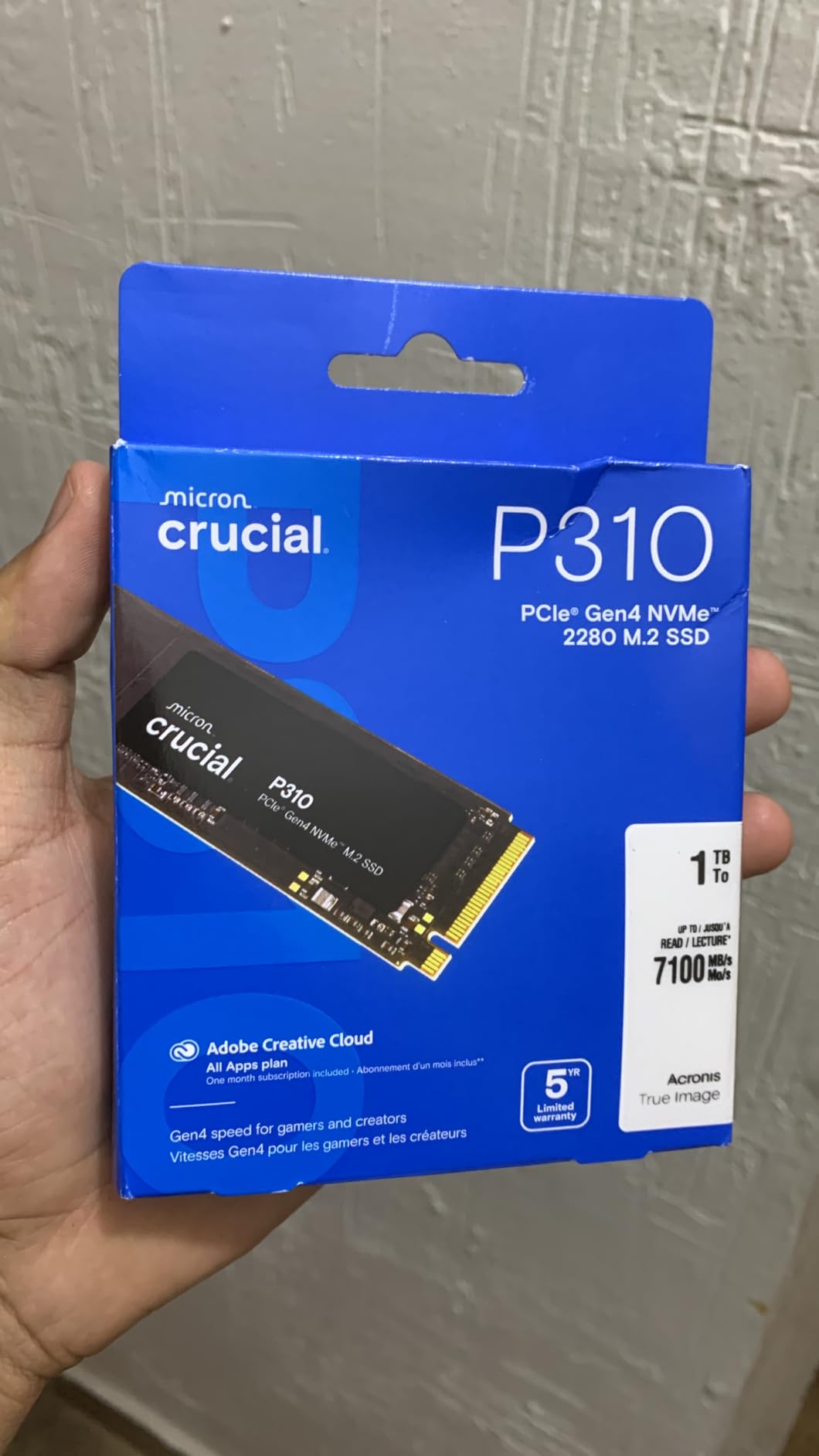 Crucial P310 4TB SSD, PCIe Gen4 NVMe M.2 2280, Up to 7,100MB/s, for Laptop, Desktop (PC), & Handheld Gaming Consoles, Includes Acronis Data Recovery Software, Solid State Drive - CT4000P310SSD801 customer photo 1
