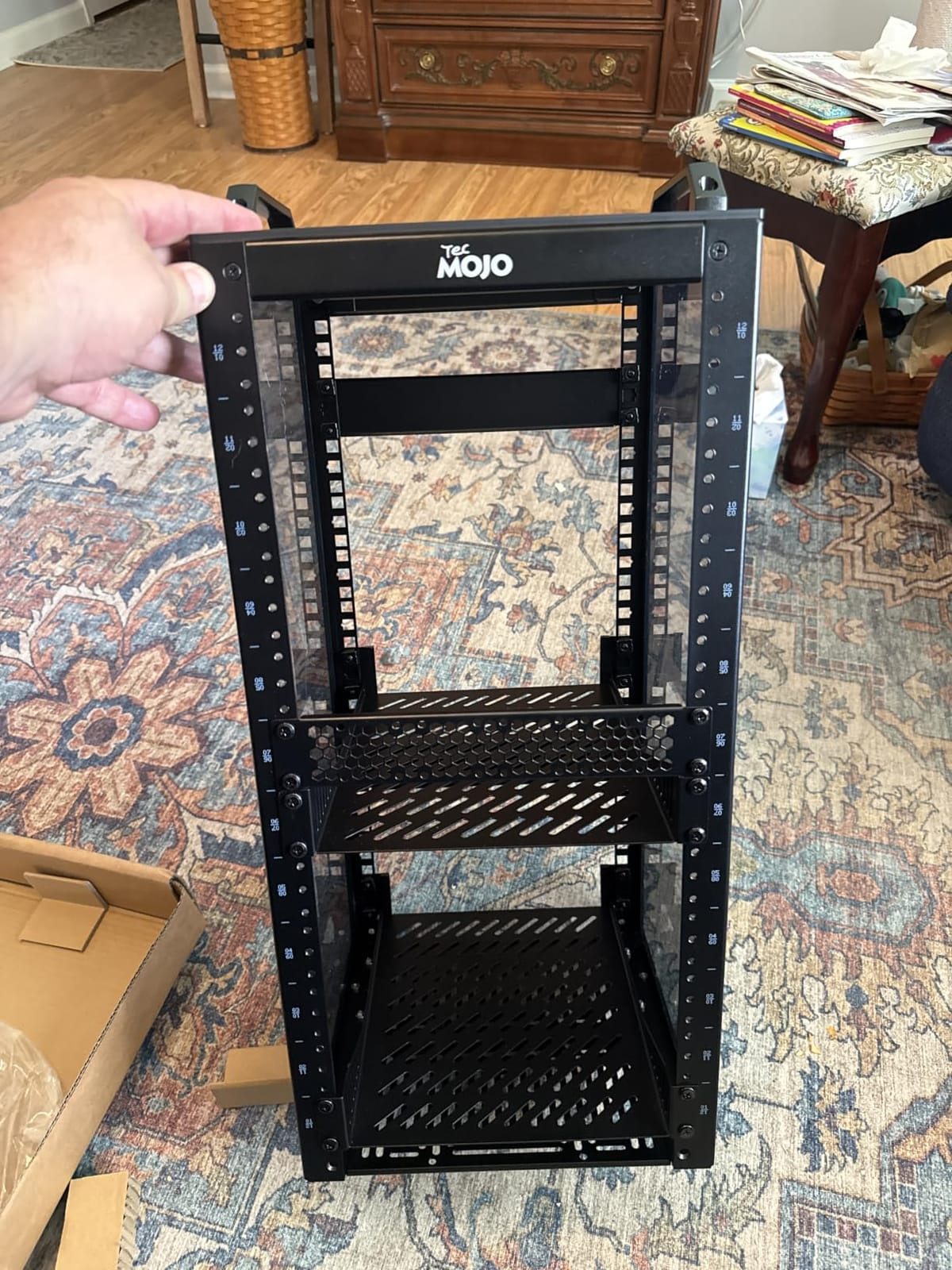 Tecmojo 9U Network Rack, 10 inch Mini Server Rack with 2 Side Translucent Panels & 2 Top Handles, 7.87 inch Deep, for 10 inch IT Equipment & A/V Devices, White customer photo 2