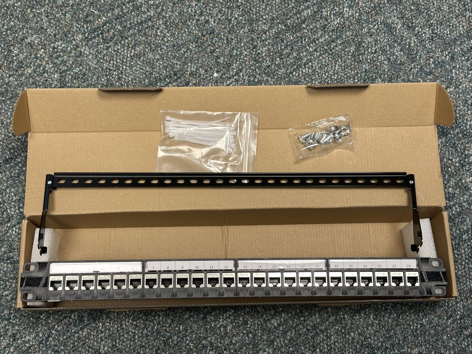 Jadaol [UL Listed] 48 Port Patch Panel Rackmount or Wall Mount 19-Inch 2U | Cat 6 Network Panel Preloaded with 48 Keystone Couplers plus 2 Spare, 10Gbps Ethernet Panel with Cable Management & Back Bar customer photo 2