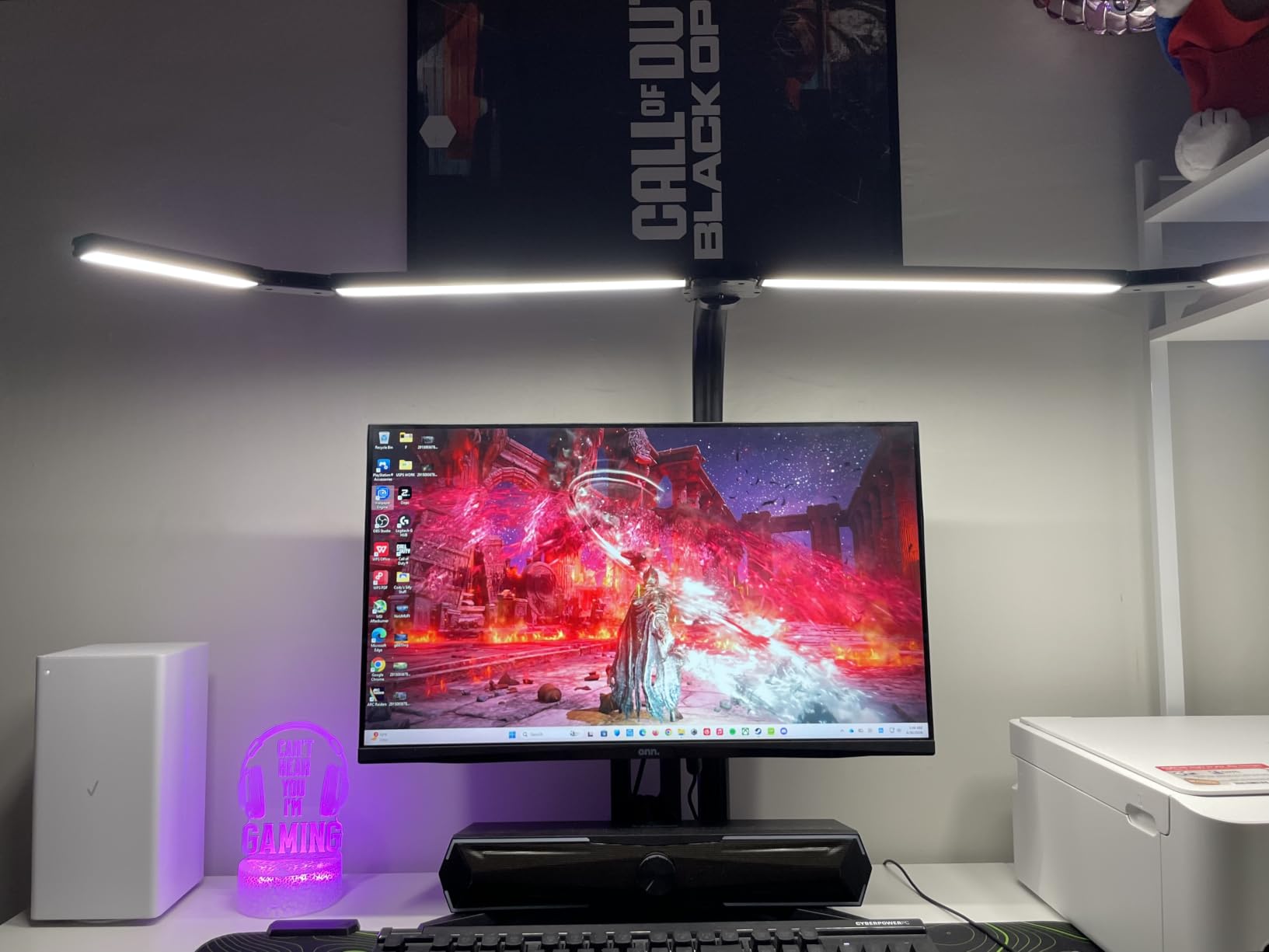 ONEMIX LED Desk Lamp with Clamp, 42-Inch 4-Panel Light for Dual Monitors | 1800 Lumens, 4 Adjustable Panels, 5 Color Temps, 5 Brightness Levels, Remote, Timer, Flicker-Free for Home Office customer photo 2