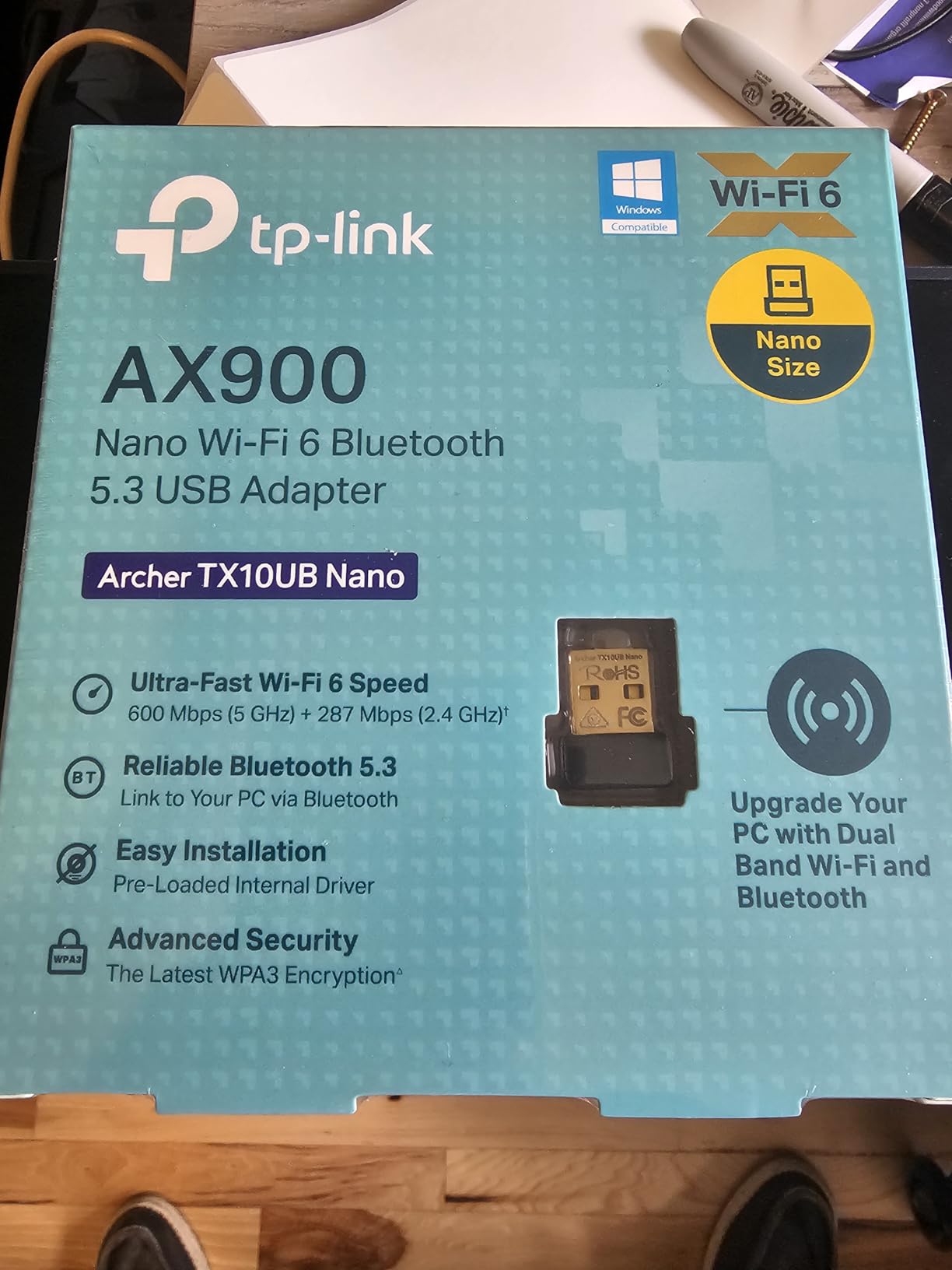 TP-Link Nano 2-in-1 AX900 USB WiFi 6 Bluetooth 5.3 Adapter for Desktop PC | USB 2.0 Adapter | Dual-Band USB WiFi Dongle | OFDMA, MU-MIMO, WPA3 | Travel Size | Support Windows 11,10 (Archer TX10UB Nano) customer photo 1