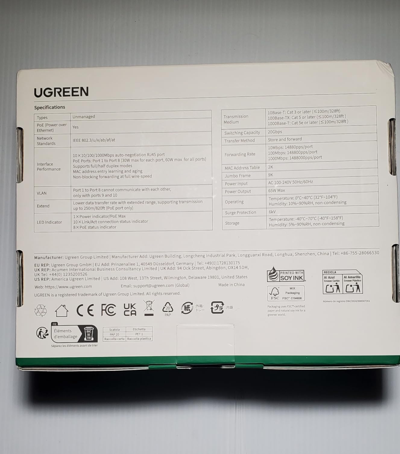UGREEN Ethernet Switch, 10-Port PoE Switch, 8 PoE+@60W + 2 Gigabit Uplink | Plug & Play, Standard/Port Isolation(VLAN)/Extend Mode, PoE Auto Recovery, Metal Unmanaged Network Hub for Security Camera customer photo 2