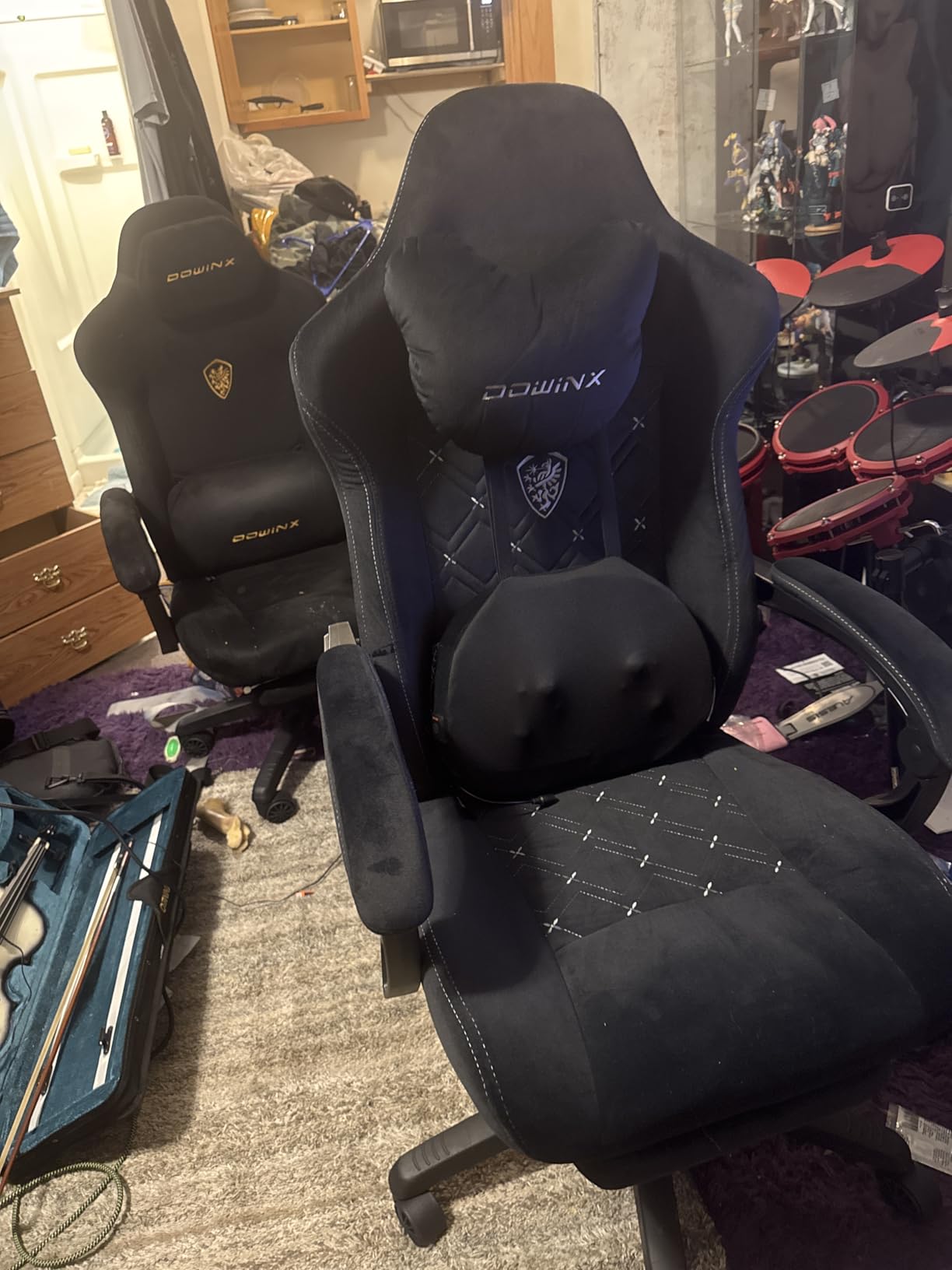 Dowinx Gaming Chair with Heated Massage Lumbar Support, Big and Tall Fabric Gaming Chairs for Adults with Footrest, Ergonomic Computer Game Chair with Pocket Spring Cushions, 350lbs (Black) customer photo 2