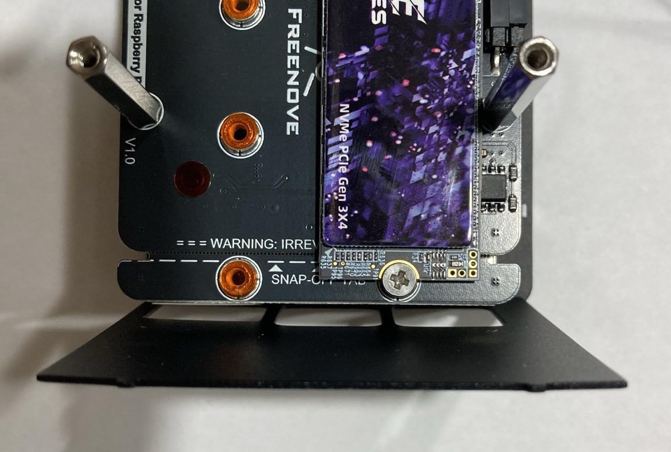 Freenove Quad M.2 NVMe SSD HAT for Raspberry Pi 5, M.2 Adapter AI HAT 4 Slots NAS RAID Kit, Solid State Drive Size 2230 2242 2260 2280, PCIe 2.0 Max Speed 500 MB/s, Detailed Tutorial customer photo 1