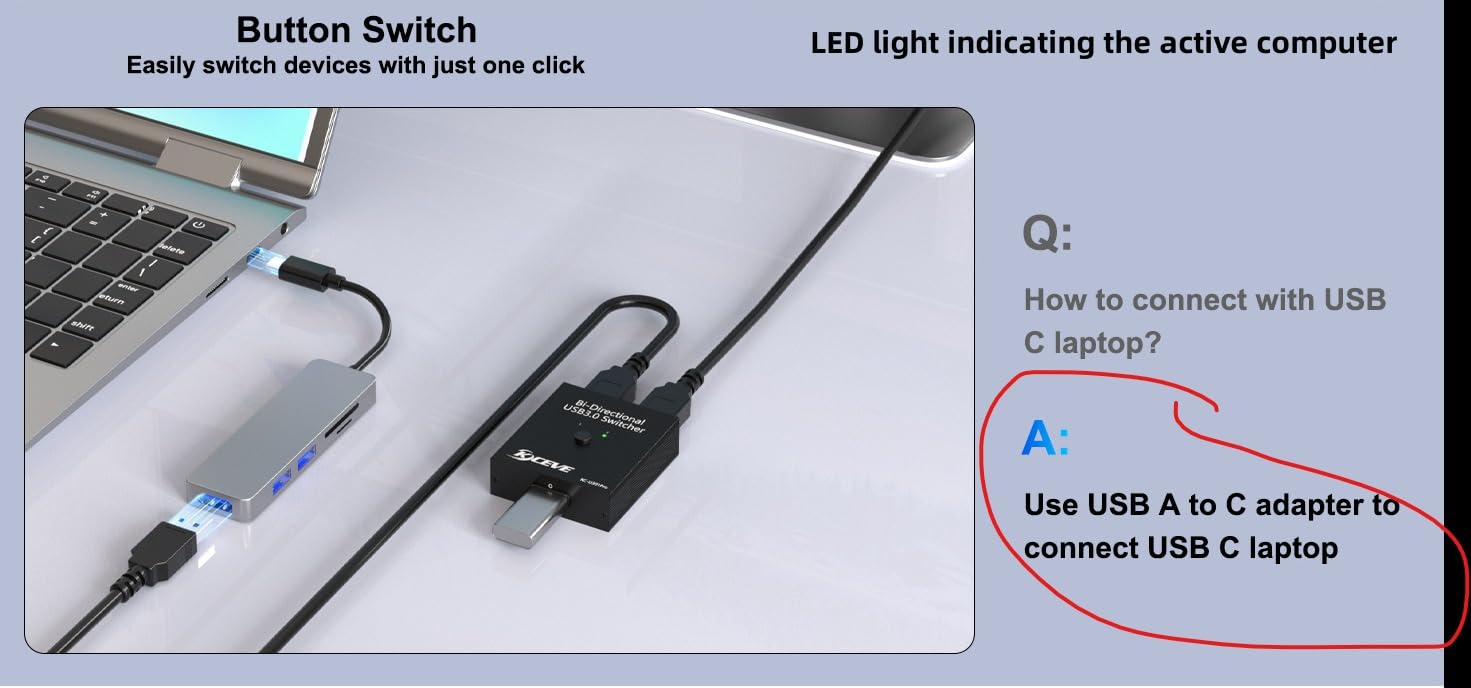 USB C KVM Switch 4K@60Hz, MLEEDA KVM Switch USB C for 2 Laptops Share Single HDMI Monitor and Keyboard Mouse, Compatible with Windows, Mac OS, Wired Remote and USB Power Cord Included customer photo 2