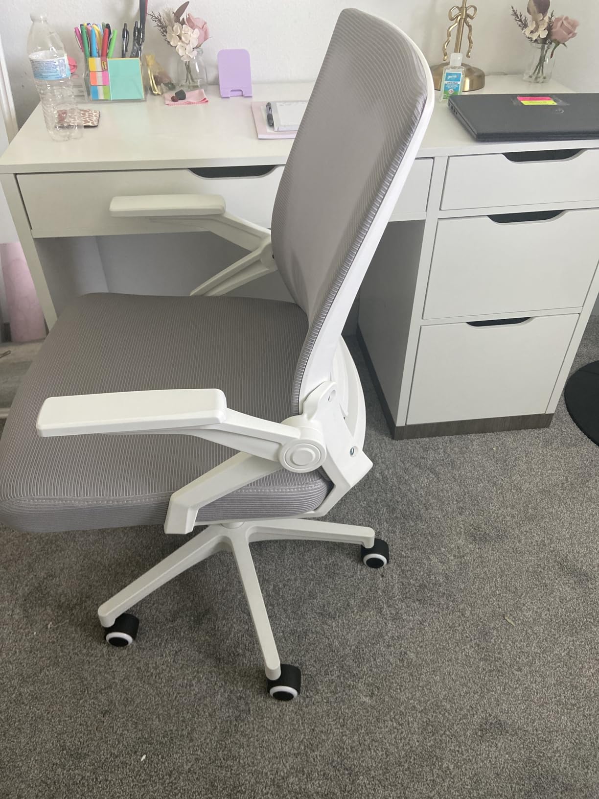 GTPLAYER Ergonomic Office Chair with Flip-up Armrests Executive Computer Chair for Home Office, Breathable Mesh & Comfy Lumbar Support, Black customer photo 2