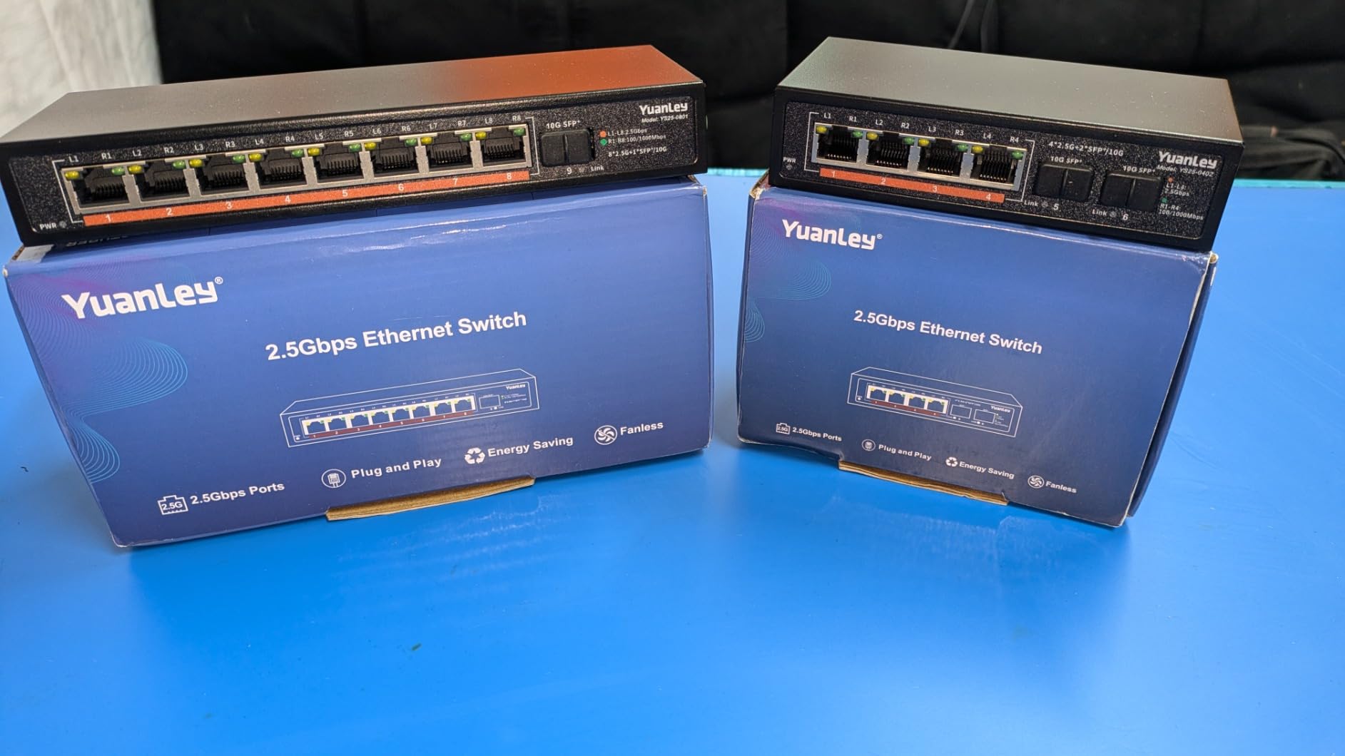 10 Port 10G Ethernet Switch Unmanaged, 8 x 2.5G Base-T Ports, 2 x 10Gb RJ45 Ports, Compatible with 100/1000/2500Mbps, Metal Case Fanless, YuanLey 2.5Gbe Network Switch for 2.5G/10G NAS, Wireless AP customer photo 2