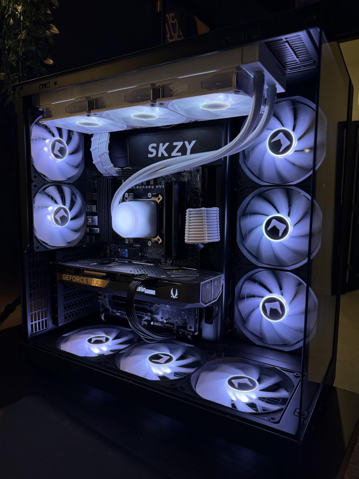 HYXN H2 (2026) ATX PC Case, Pre-installed 8 PWM ARGB Fans (6X140mm,2X120mm), Large Dual-Chamber ATX Mid-Tower Airflow Computer Case, Gaming PC Case, 420mm Radiator Support, Type-C 3.2 (Black RGB) customer photo 2