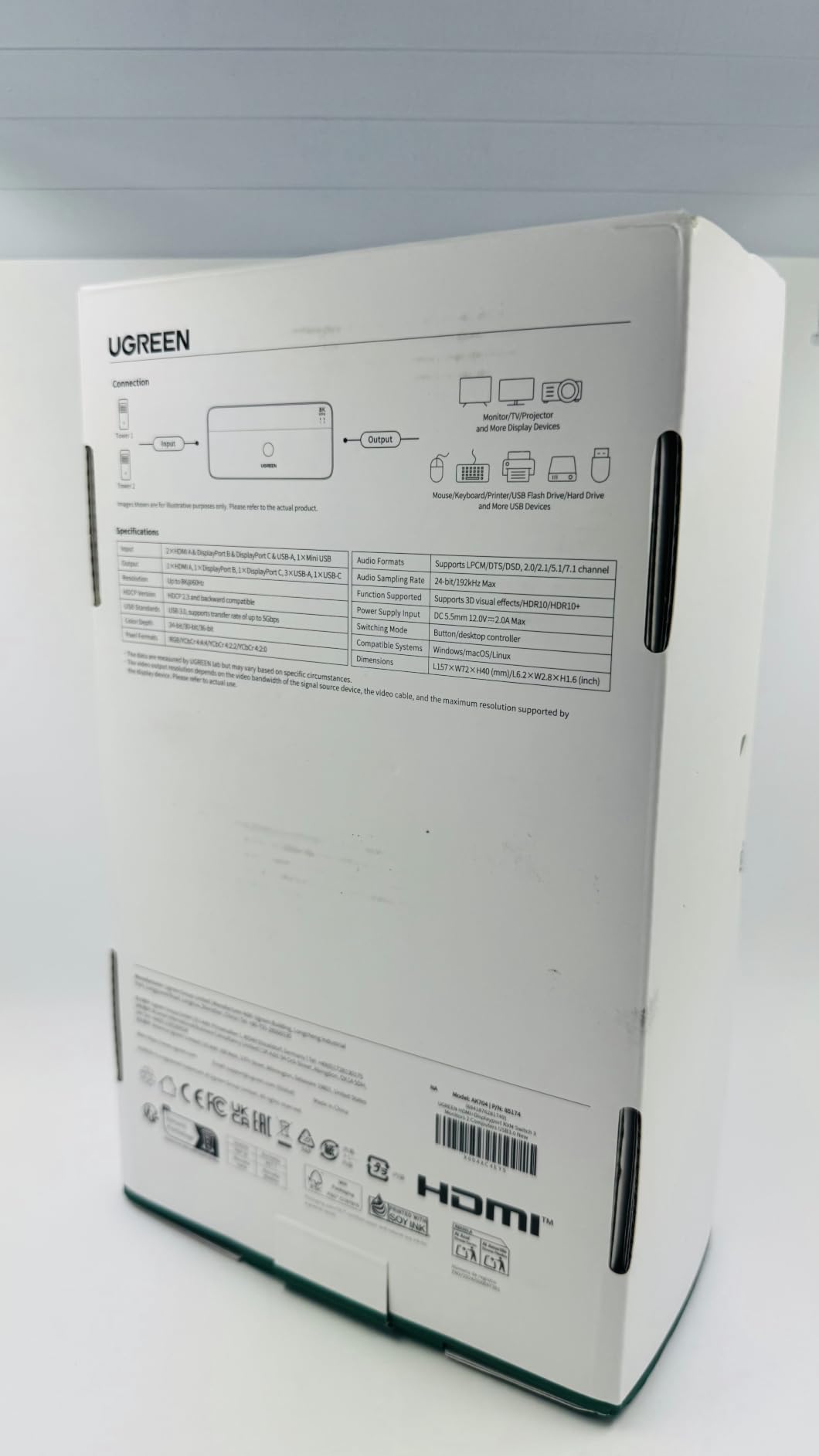 UGREEN 8K@60Hz HDMI Displayport KVM Switch 3 Monitors 2 Computers, Aluminum | 4K@240Hz, with 4 USB 3.0 Ports, for 2 Computers Share Triple Monitors, with 4 DP+2 HDMI+2 USB Cables/Power Adapter/Controller customer photo 2