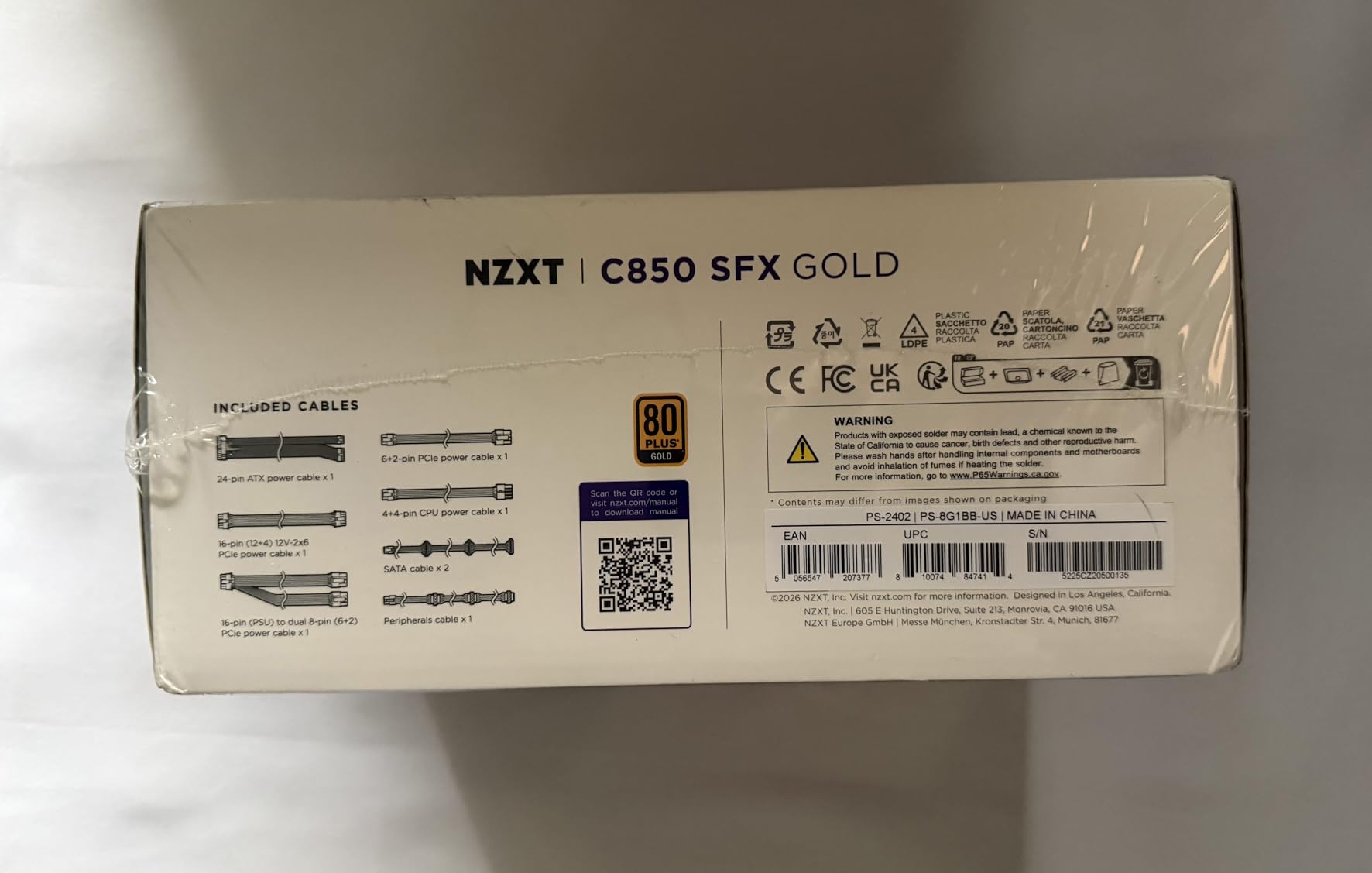 NZXT C850 SFX Gold - 850W SFX ATX 3.1 Power Supply - 80 Plus Gold - Cybenetics Platinum - Fully Modular - PCIe 5.1 600W 12V-2x6 - Japanese Capacitors - Black customer photo 1