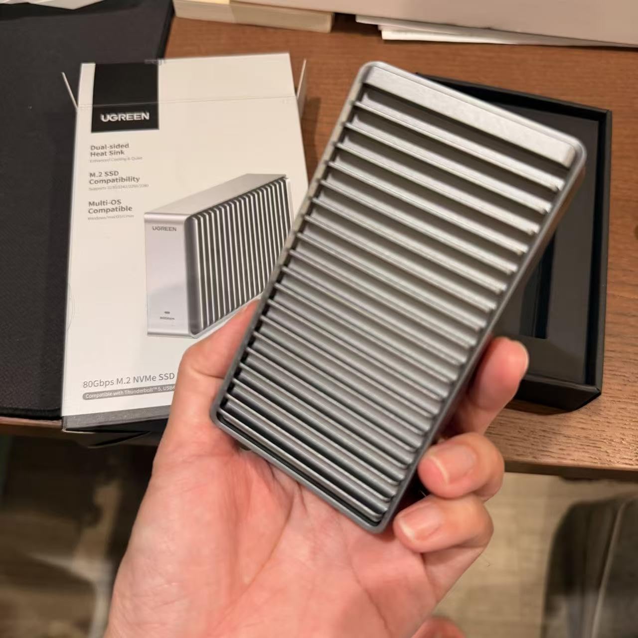 UGREEN 80Gbps M.2 NVMe SSD Enclosure (SSD Not Included) | Aluminum Double-Sided Fin Heat Dissipation, Silent External Case Works with Mac M1-M5 Pro/Max Thunderbolt5/4/3/USB4/3.2/3.0 customer photo 1