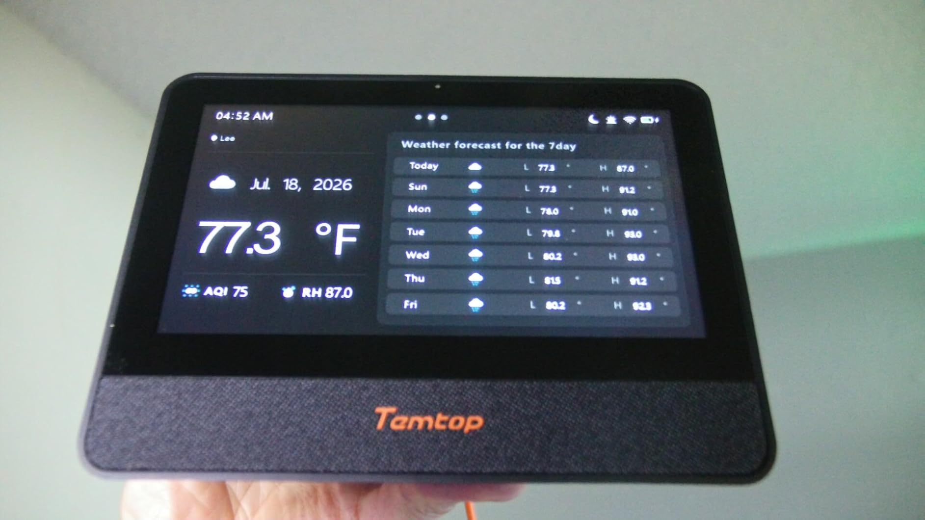 Temtop WiFi Air Quality Monitor M100 2nd Gen, 7 Inch Touchscreen CO2 Detector & Air Quality Tester for PM2.5 PM10 TVOC Temperature Humidity, Air Analyzer for Home Office with LoRa Extension customer photo 1