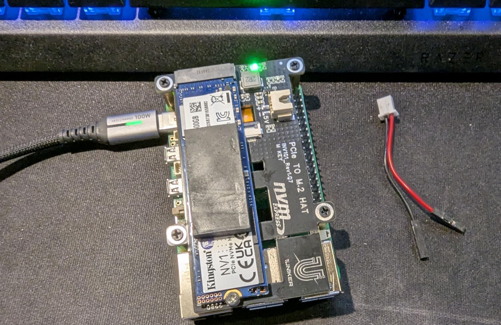 iUniker Raspberry Pi 5 NVMe HAT, PCIe to M.2 SSD Adapter (Black) customer photo 1
