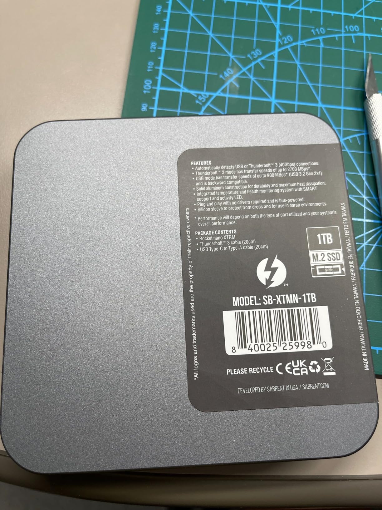 SABRENT Rocket Nano XTRM 4TB External SSD - Thunderbolt 3, 2700 MB/s, 900 MB/s USB 3.2 Gen 2, Compact Aluminum, Mac/PC/Linux customer photo 2