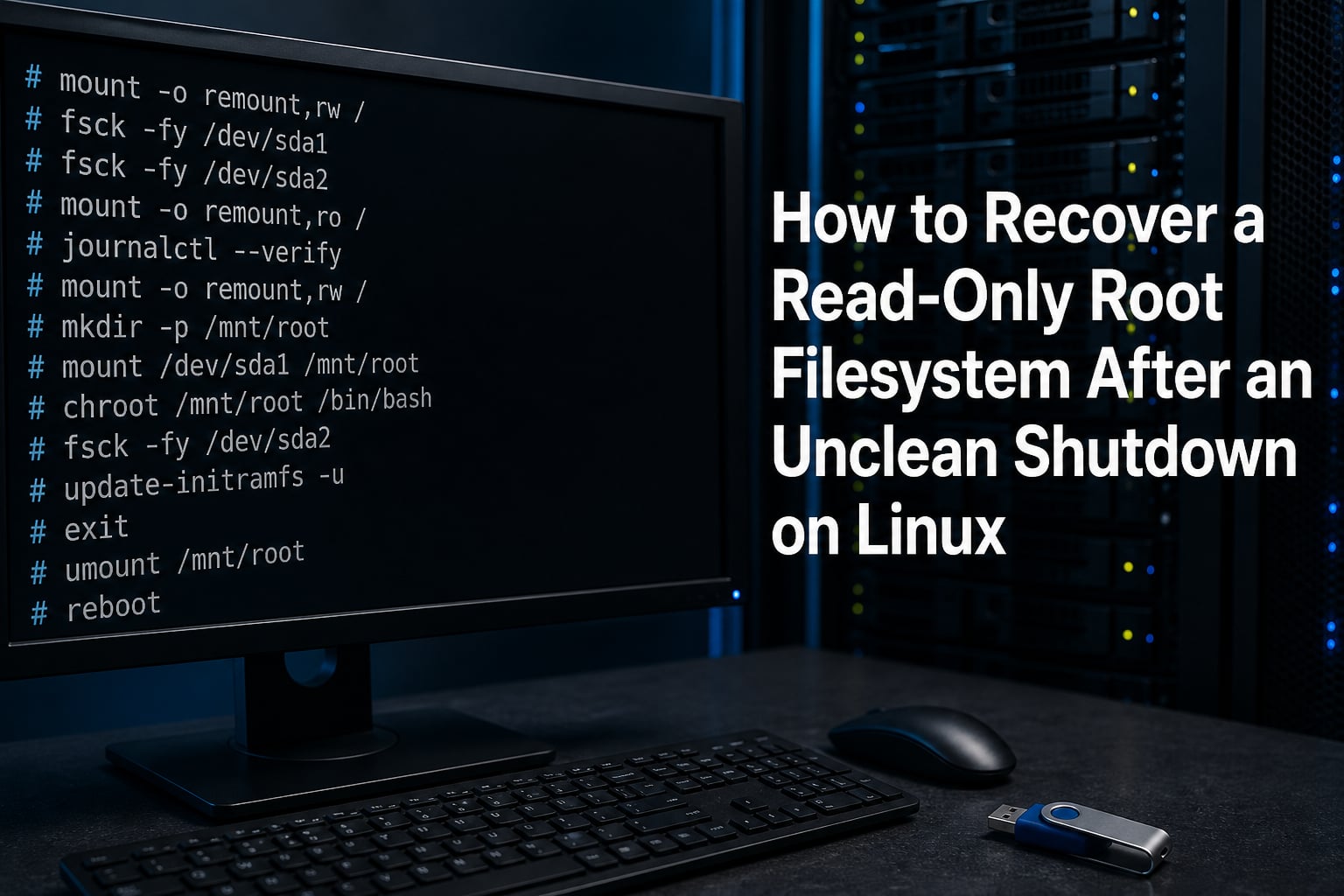 How to Recover a Read-Only Root Filesystem After an Unclean Shutdown on Linux