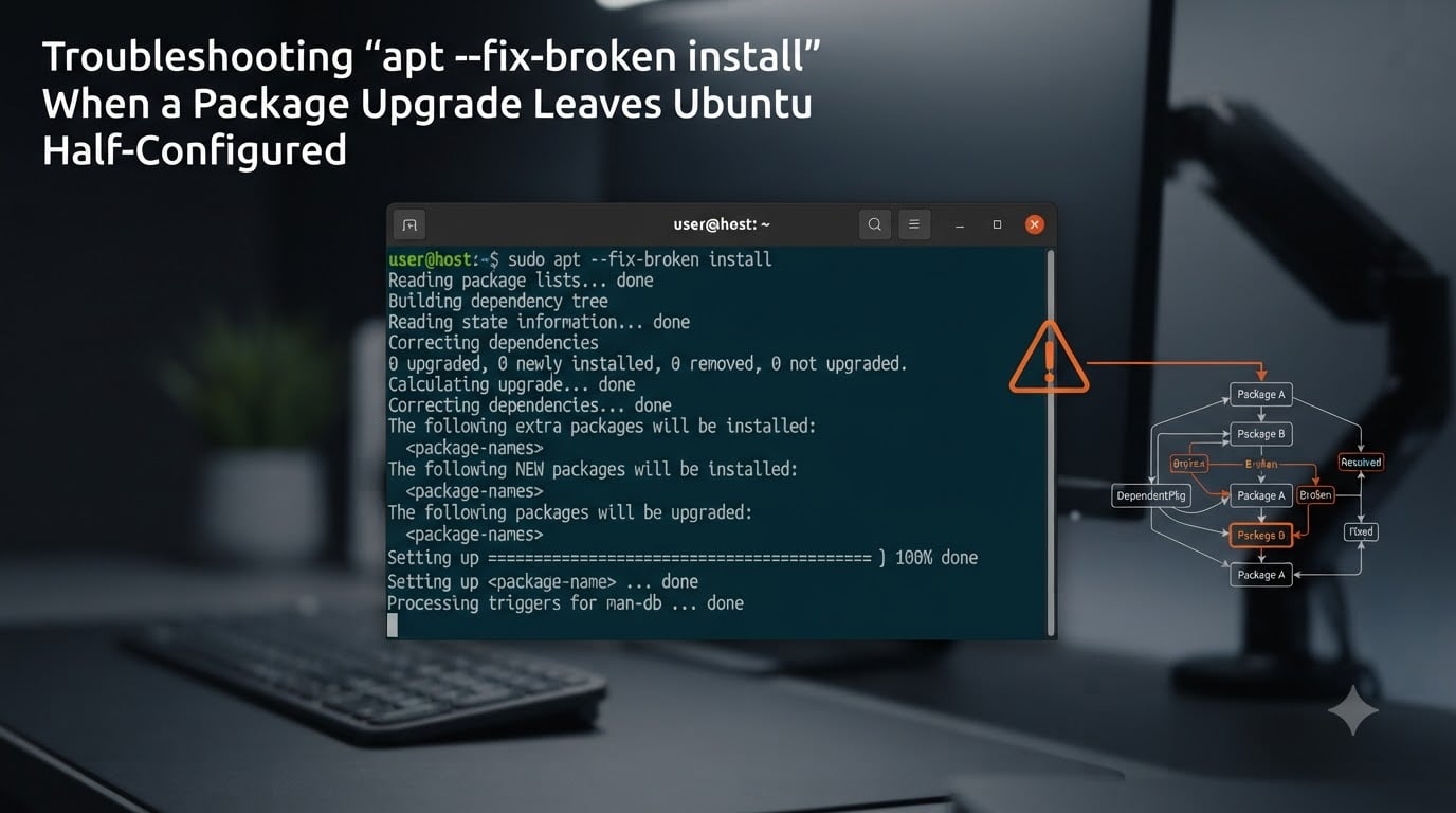 Troubleshooting "apt --fix-broken install" When a Package Upgrade Leaves Ubuntu Half-Configured