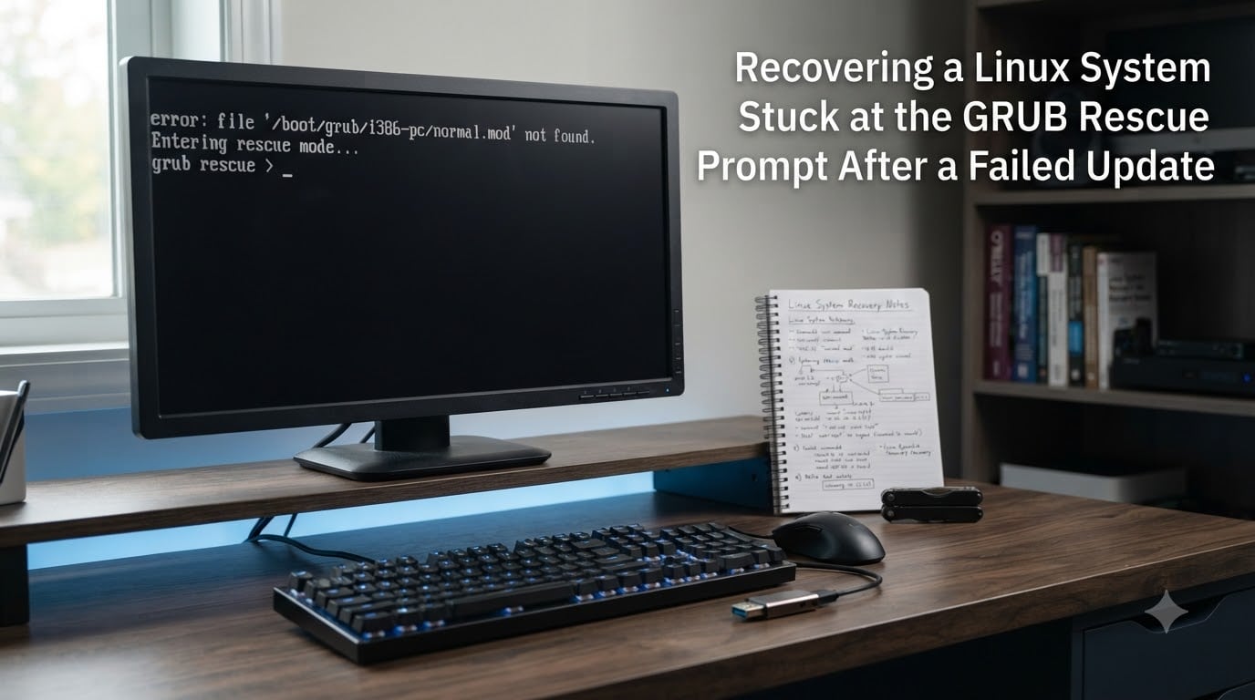 Recovering a Linux System Stuck at the GRUB Rescue Prompt After a Failed Update