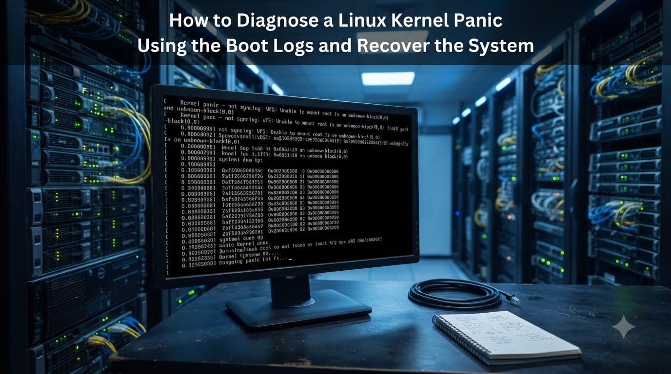 How to Diagnose a Linux Kernel Panic Using the Boot Logs and Recover the System