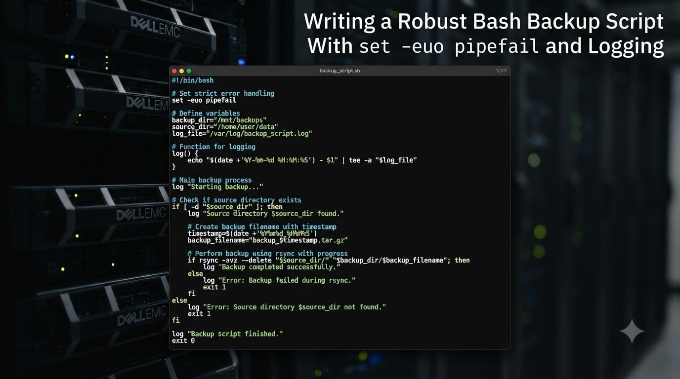 Writing a Robust Bash Backup Script With set -euo pipefail and Logging