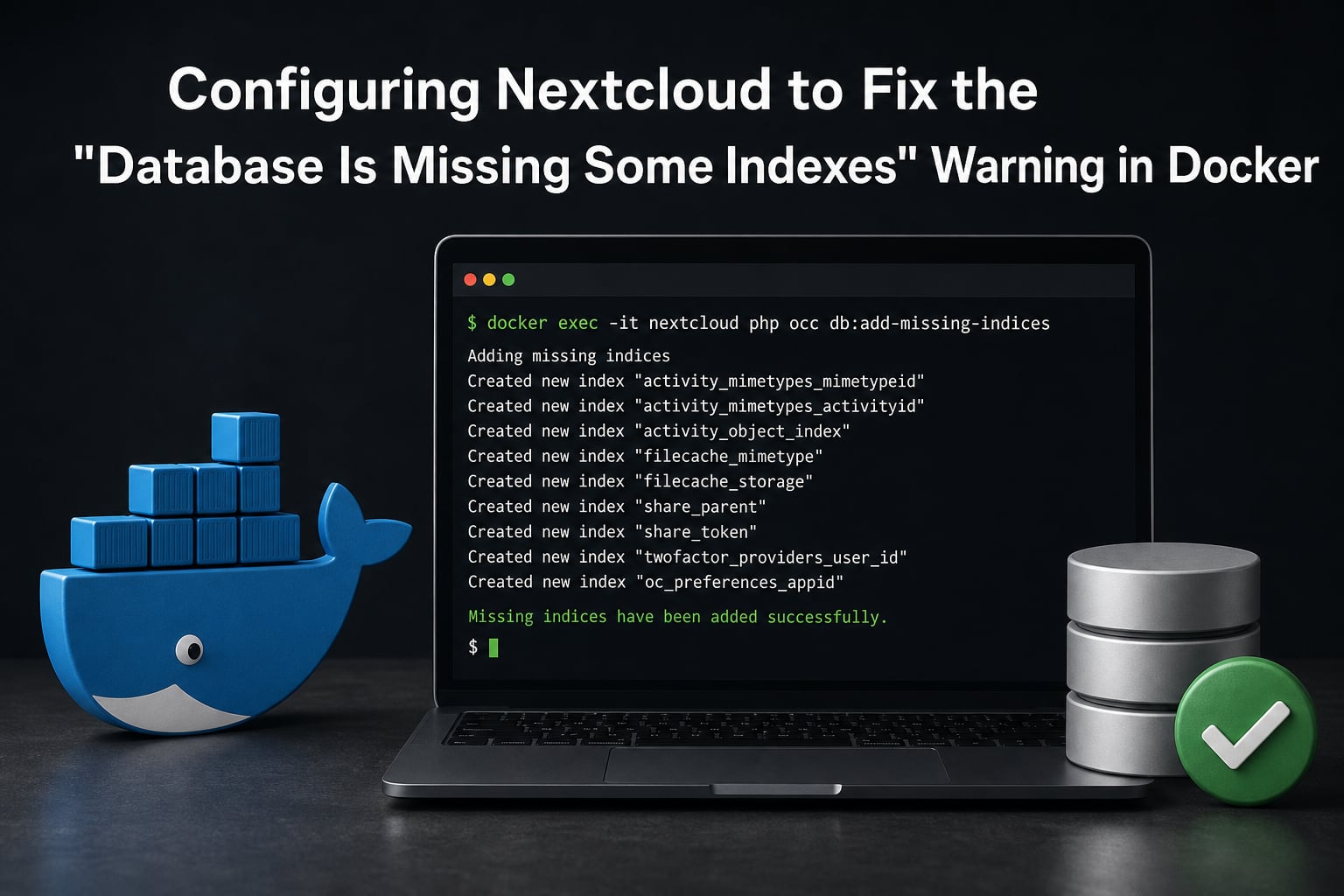 Configuring Nextcloud to Fix the "Database Is Missing Some Indexes" Warning in Docker
