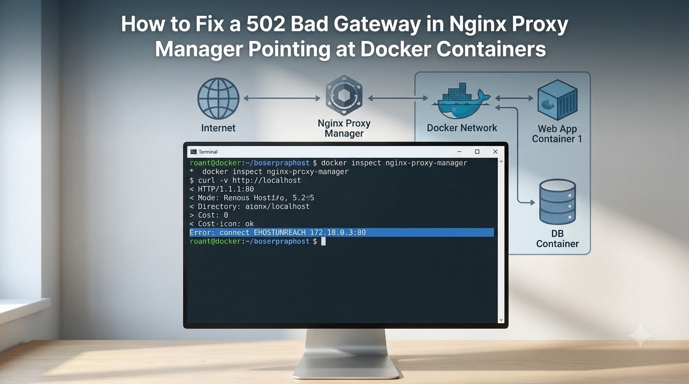 How to Fix a 502 Bad Gateway in Nginx Proxy Manager Pointing at Docker Containers