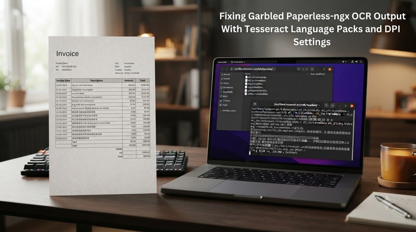 Fixing Garbled Paperless-ngx OCR Output With Tesseract Language Packs and DPI Settings