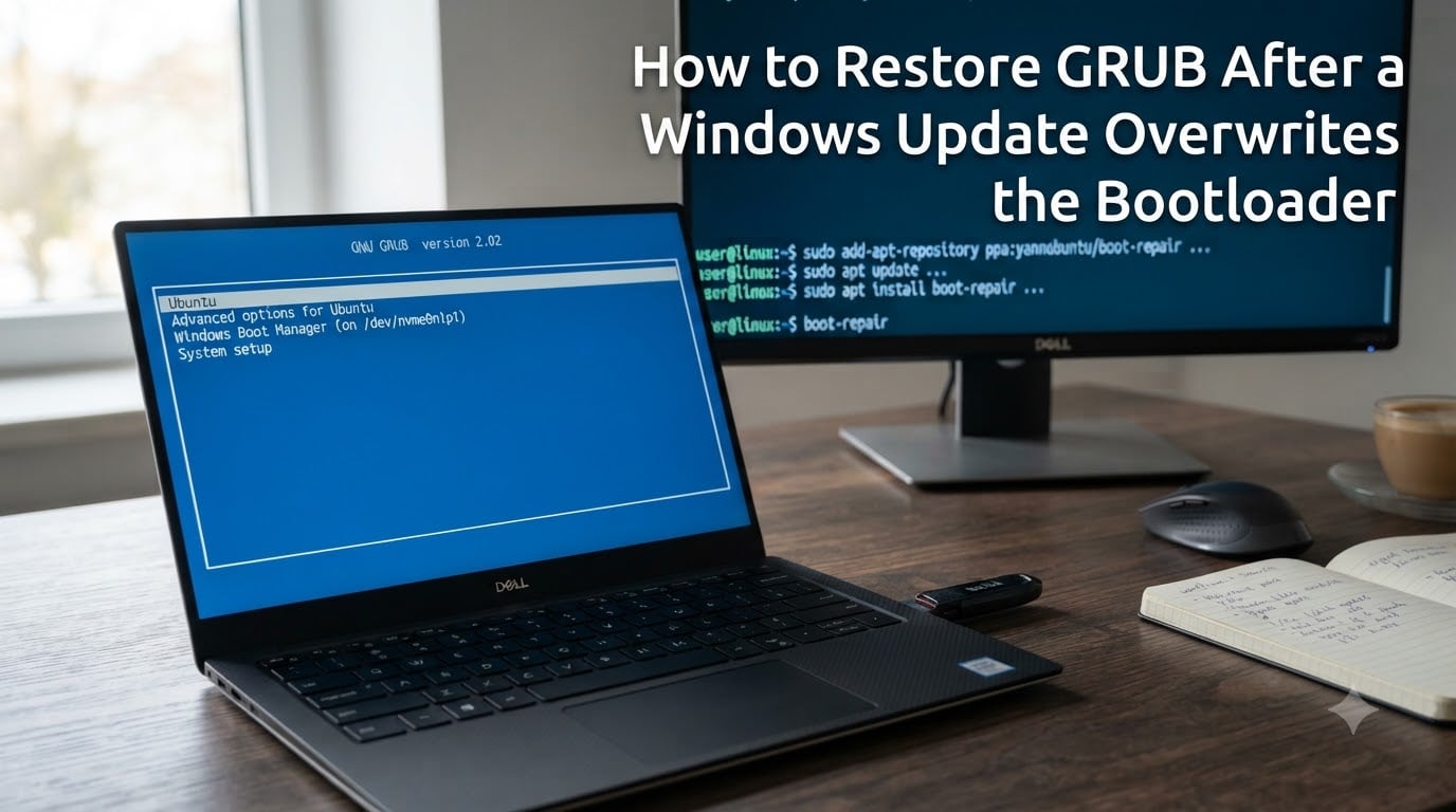How to Restore GRUB After a Windows Update Overwrites the Bootloader