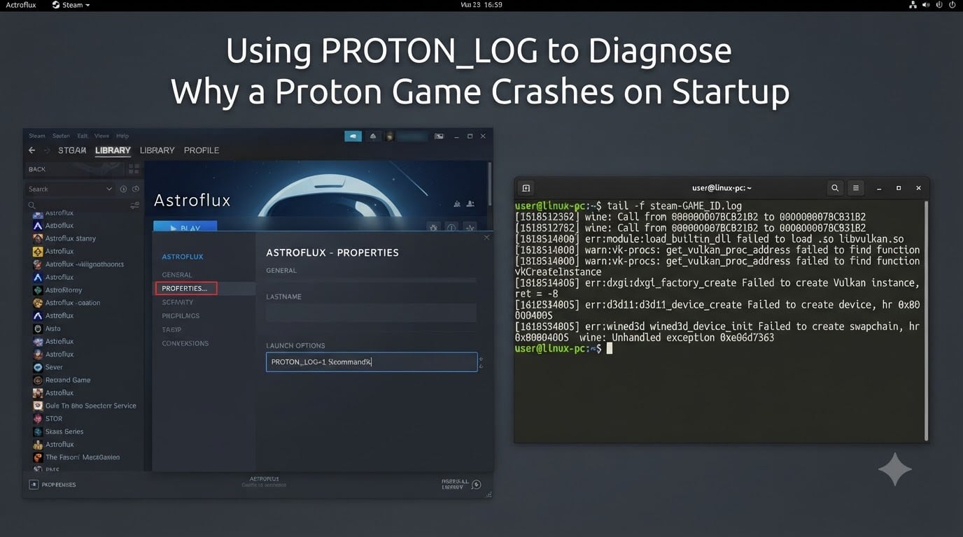Using PROTON_LOG to Diagnose Why a Proton Game Crashes on Startup
