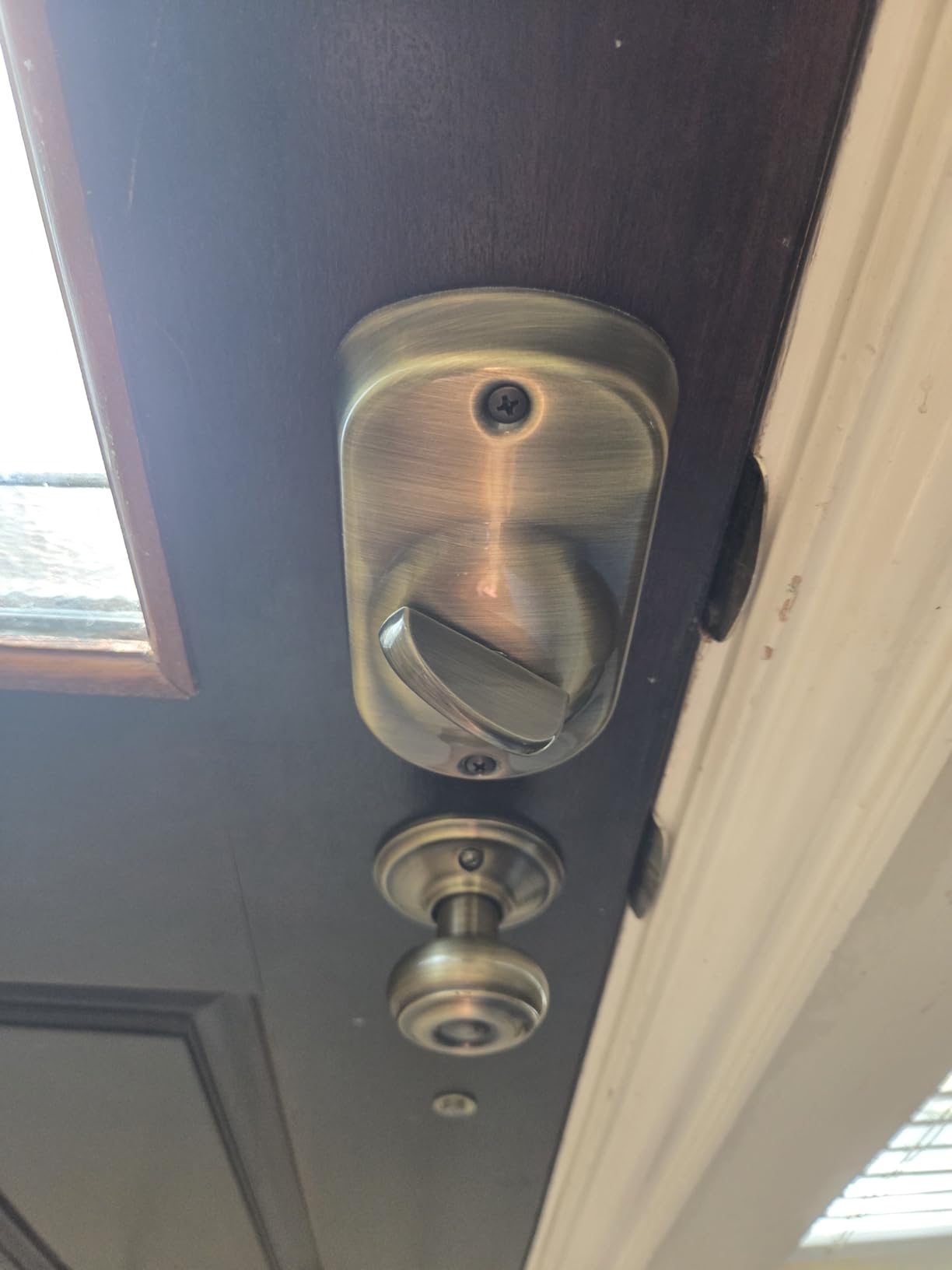 Schlage Electronic Keypad Deadbolt Lock, Camelot Trim, Satin Nickel | Keyless entry door lock, Push button keypad deadbolt, Key backup included, Certified security, Easy install, BE365 customer photo 2