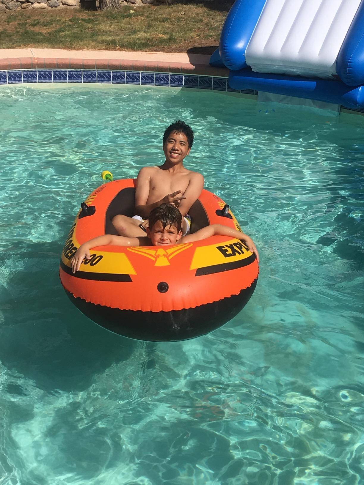 INTEX Explorer Inflatable Boat Series: Dual Air Chambers – Welded Oar Locks – Grab Handles – Bow Rope – Sporty Design customer photo 1