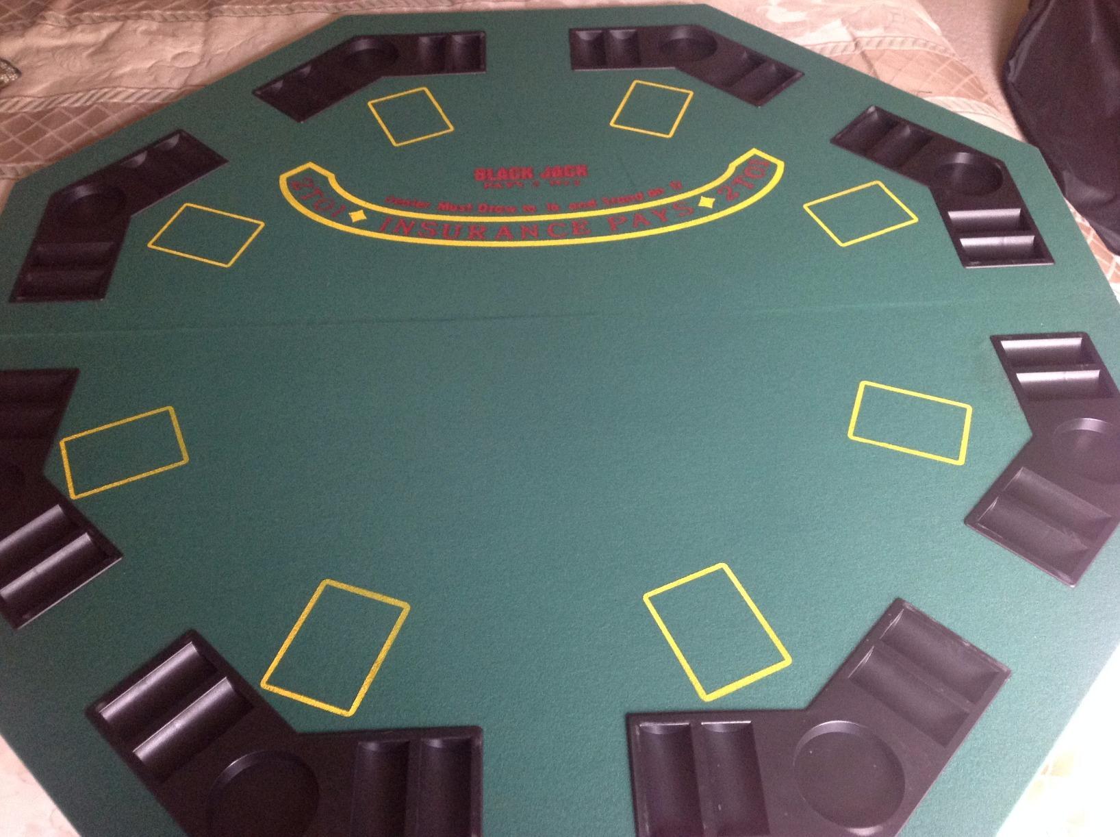 Folding Poker Table Top – 48-Inch Solid Wood Topper – Space for 8 Players – Blackjack Table with Built-in Cupholders and Chip Trays by Trademark Poker customer photo 1