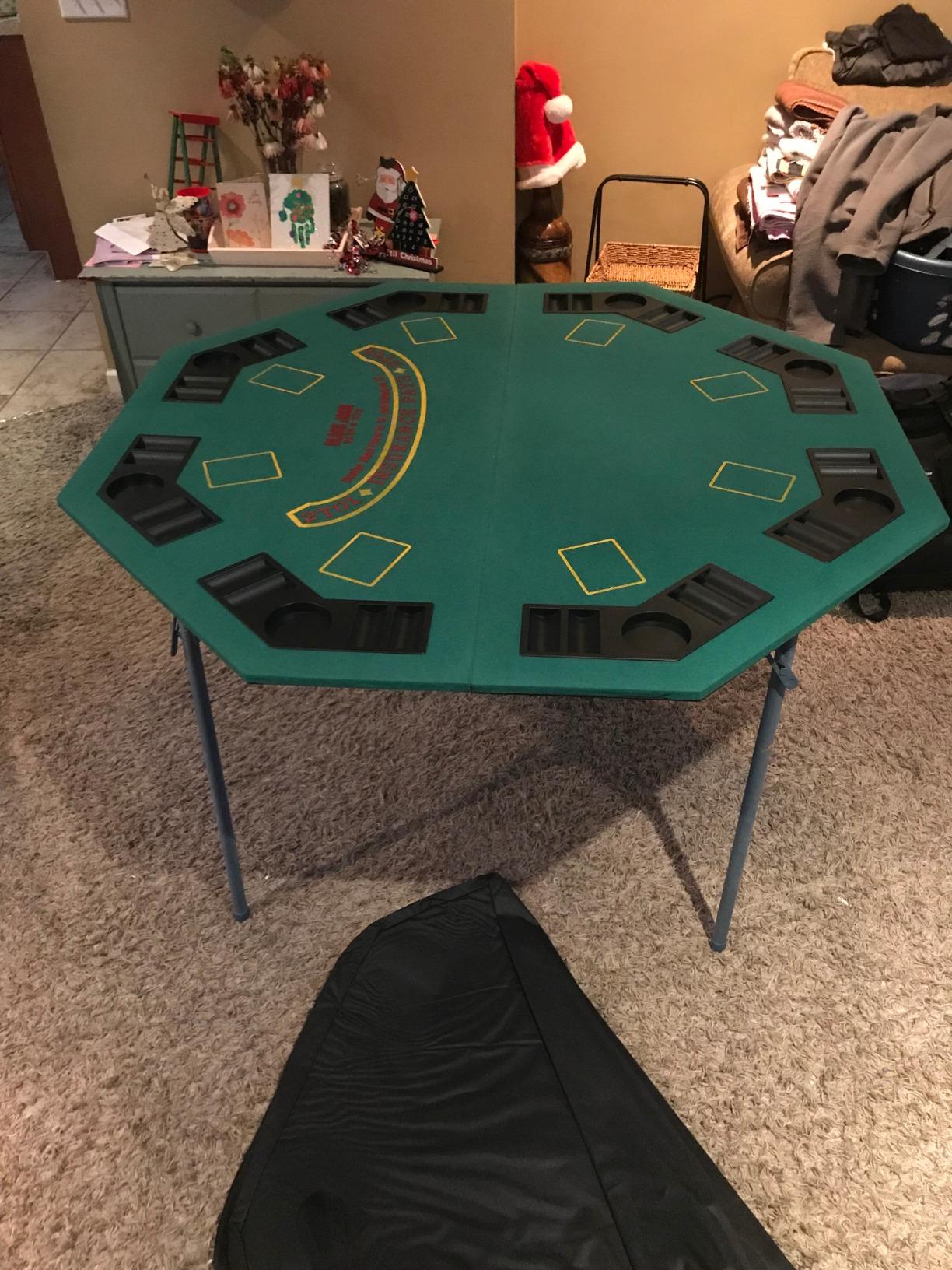 Folding Poker Table Top – 48-Inch Solid Wood Topper – Space for 8 Players – Blackjack Table with Built-in Cupholders and Chip Trays by Trademark Poker customer photo 2