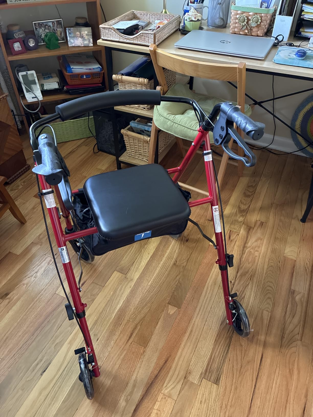 Medline Superlight Folding Aluminum Mobility Rollator Walker, Smoky Blue, 250 lb. Weight Capacity, 6