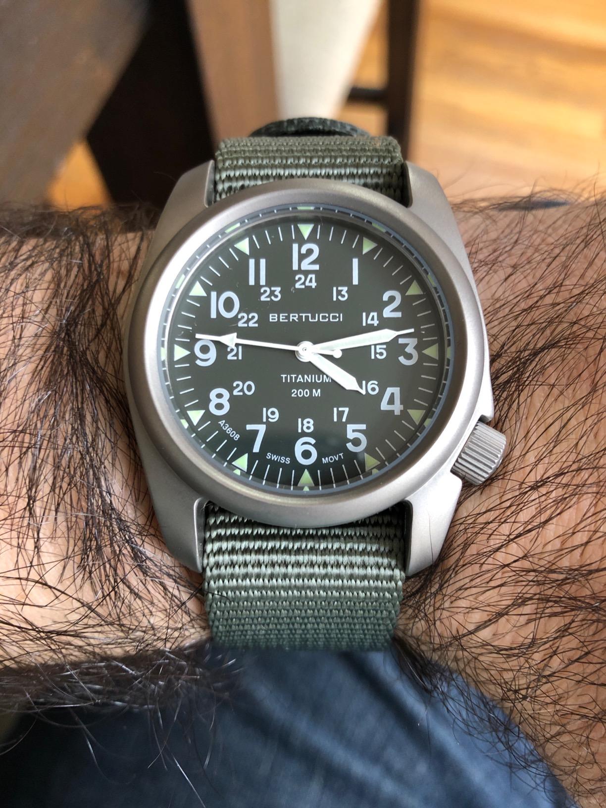 BERTUCCI A-2T Vintage Watch | Green Dial | Swiss Super Luminous Technology | Blending Vintage U.S Military and Titanium Innovation | Built for Performance | 12030 customer photo 2