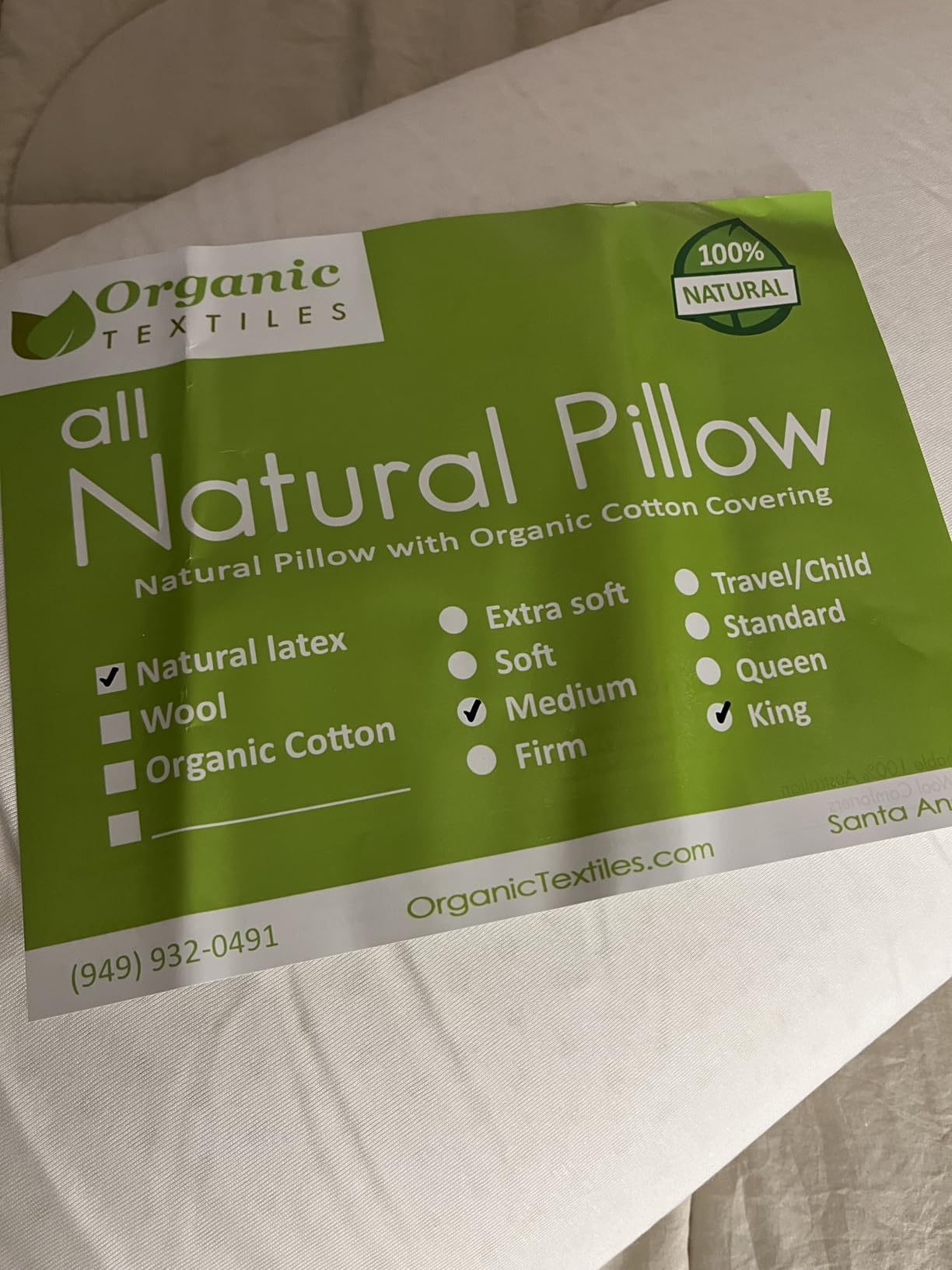 ORGANIC TEXTILES Natural Latex Bed Pillow with GOTS Certified Organic Cotton Cover - (Queen, Medium) - Pack of 1 customer photo 1