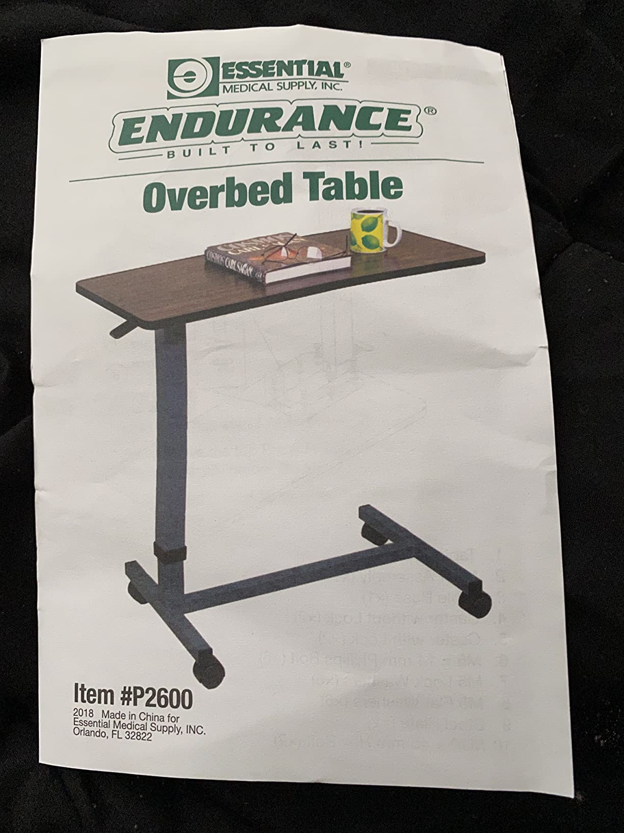 Essential Medical Supply Height Adjustable Automatic Overbed Table - Woodgrain Top with Locking Wheels, Perfect for Hospital and Home Use - Table for Easy Access and Convenience for Adults and Seniors customer photo 2