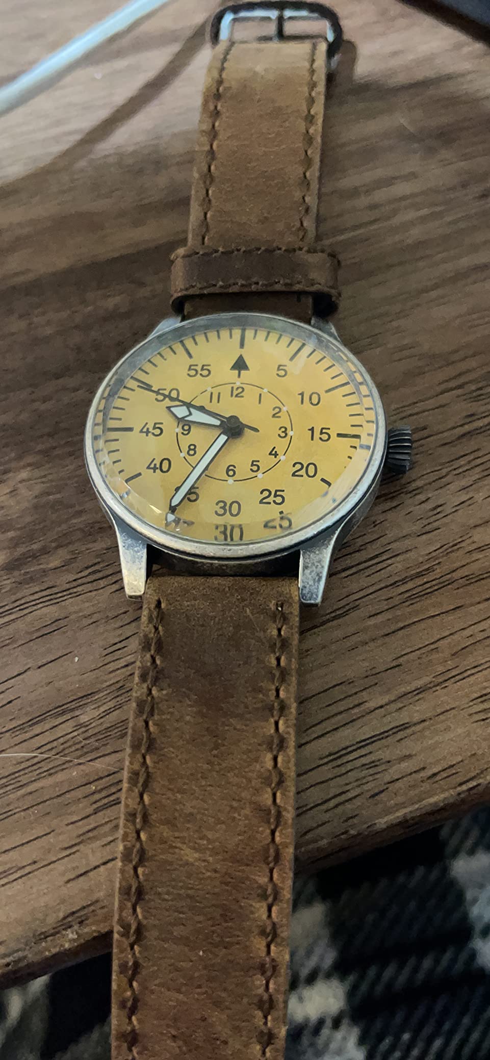 Mil-Tec Luftwaffe Me109 Aviator Vintage German WW2 Flieger Pilot Mens Watch - Military Easy to Read Calfskin Brown Leather Strap 3 Atm Analog Quartz customer photo 2