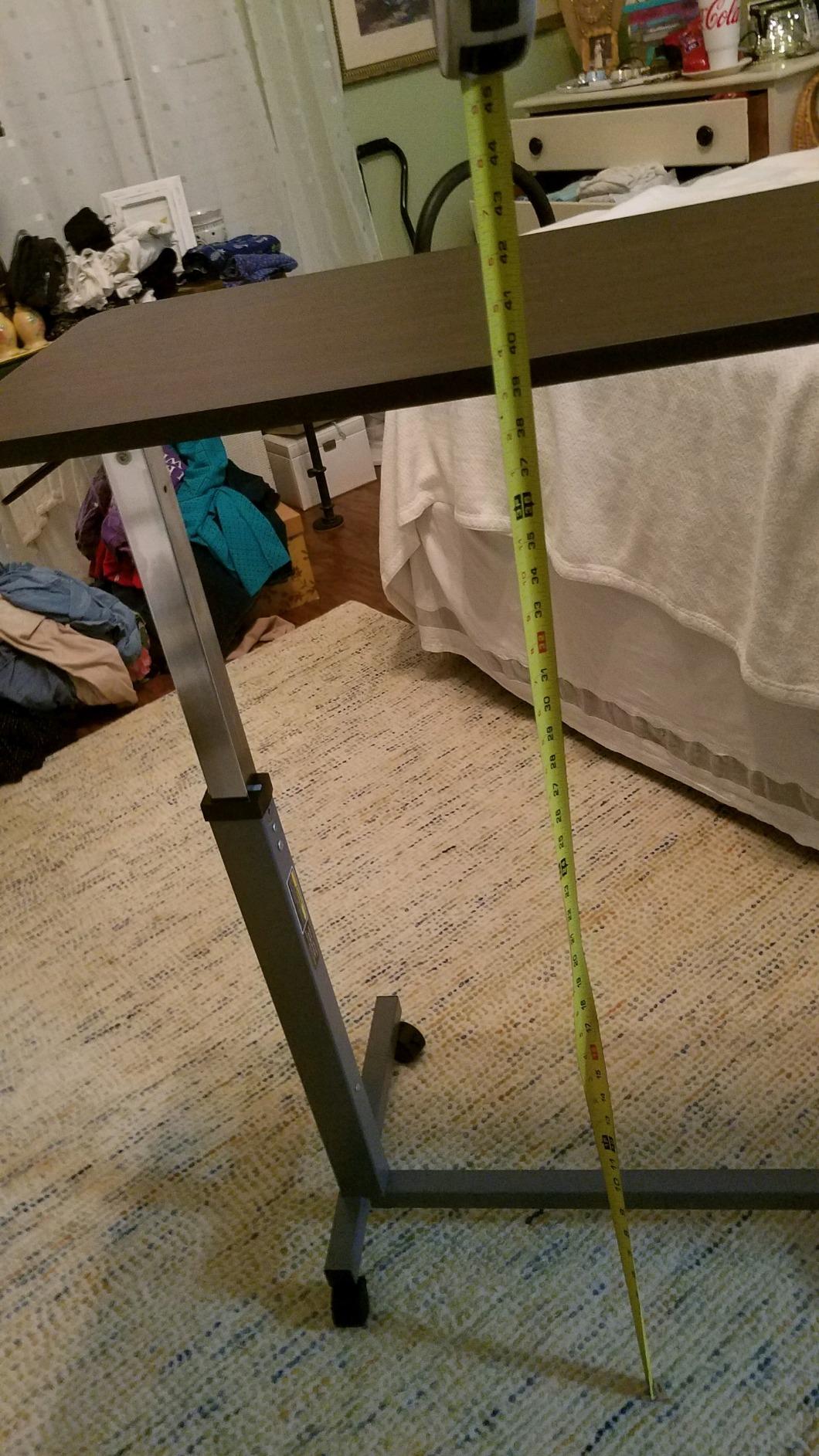 Invacare Bed Table, Height Adjustable Overbed Table, Hospital Bedside Table, Medical Rolling Desk with Wheels, Waterproof Medical and Home Use L-Shaped Steel Base Over Bed Tray Table customer photo 1