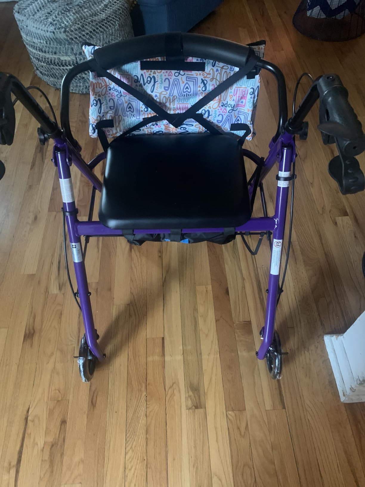 Medline Aluminum Rollator Walker with Seat, Purple, 250 lb. Weight Capacity, Lightweight, 6” Wheels, Foldable, Adjustable Handles, Rolling Walker for Seniors customer photo 2