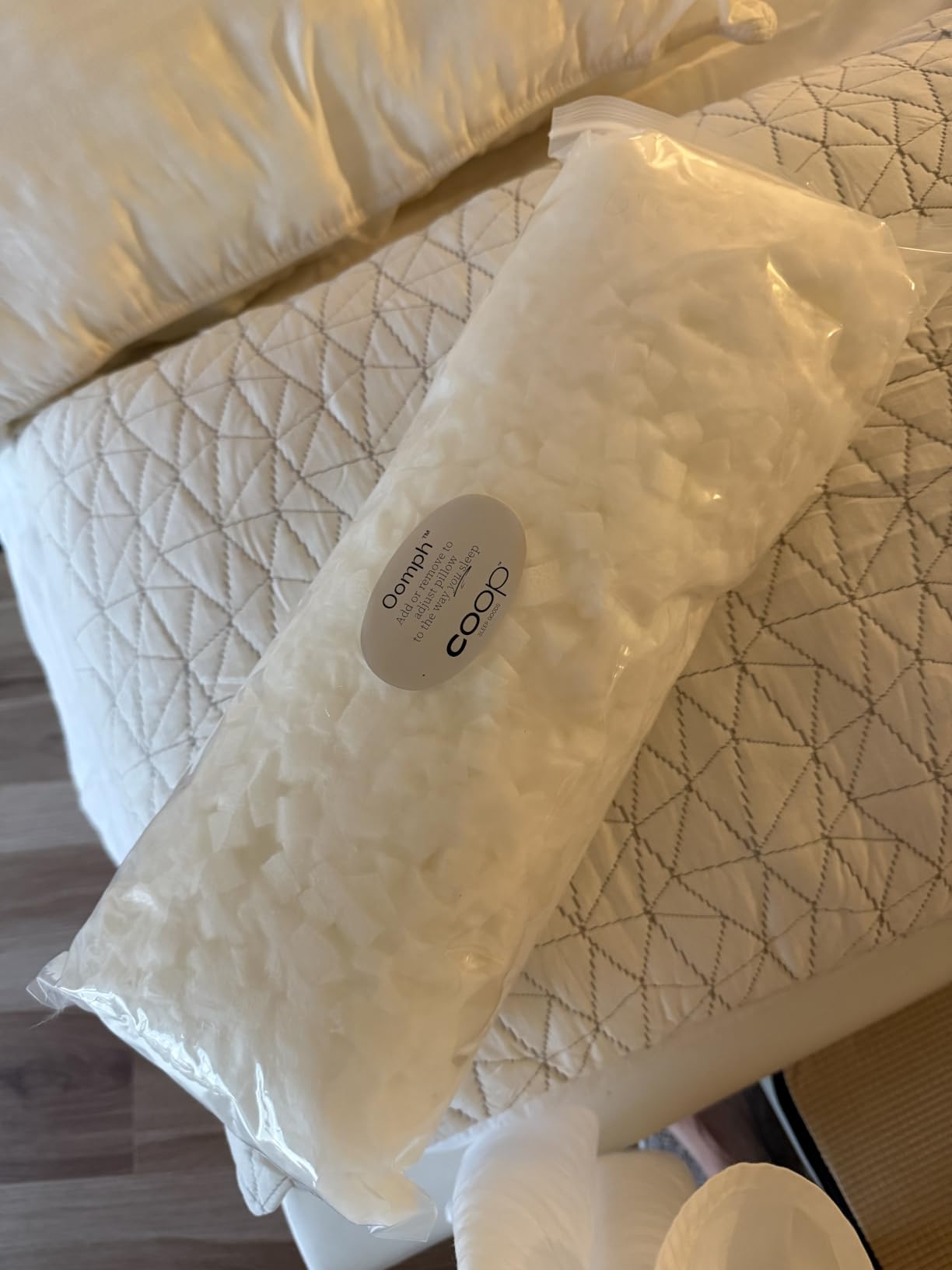Coop Home Goods Original Adjustable Pillow, Queen Size Bed Pillow for Sleeping, Cross Cut Memory Foam Pillow - Medium Firm Back, Stomach and Side Sleeper Pillow, CertiPUR-US/GREENGUARD Gold customer photo 1