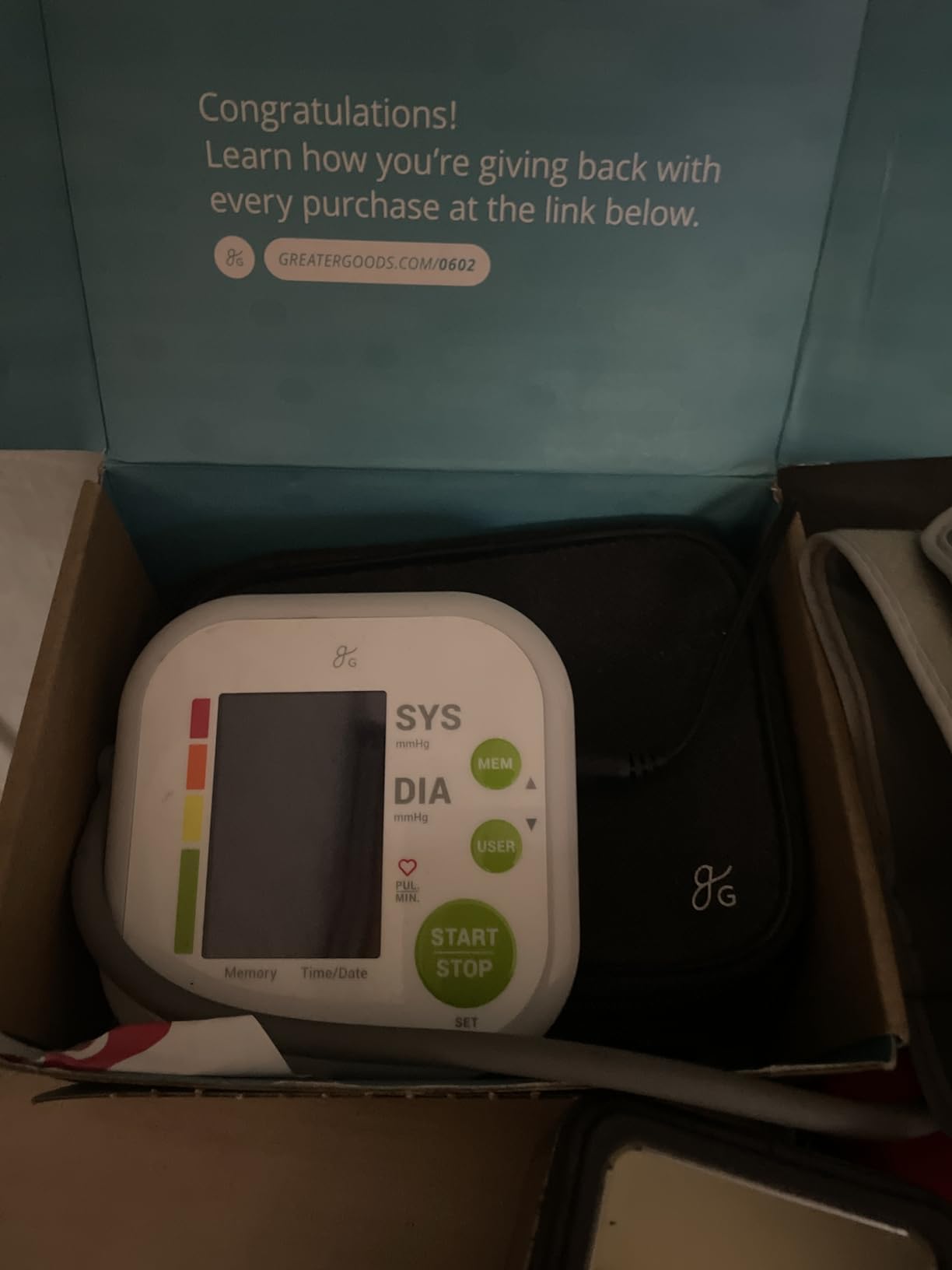 Greater Goods Upper Arm Blood Pressure Monitor for Home Use – Automatic One-Touch BP Machine, Wide-Range Cuff (8.7”–16.5”), Large Backlit Display, 2-User Memory, Complete Kit customer photo 1