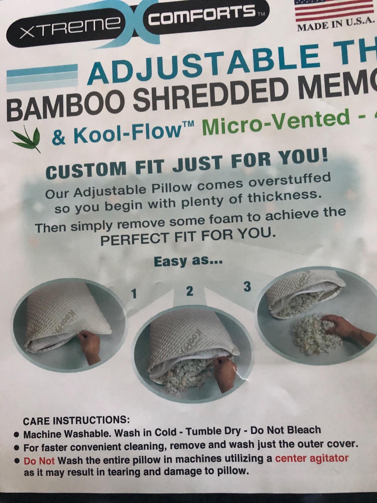 Xtreme Comforts Pillows for Sleeping - Adjustable King Memory Foam Pillow for Side, Back & Stomach Sleepers w/Removable Cooling Zipper Cover - Made in The USA customer photo 2